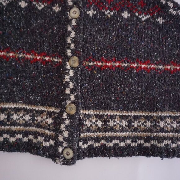 Vintage St John's Bay Grey Cream Knit Fair Isle Wool Cotton Blend Sweater Vest L - Picture 6 of 11
